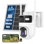 Kweiugfi Dual Lens 4G LTE Cellular Security Camera Outdoor,No WiFi Security Camera Solar Powered,365 Days Free Unlimited Data,PTZ with 360°Auto Tracking,2K Color Night Vision,PIR Alarm,2-Way Audio
