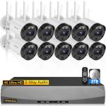 (4K Ultra HD & 2-Way Audio) PIR & AI Motion Detection 4K Camera for Home Security Cameras Wireless Outdoor, 10Pcs 8MP CCTV Cameras for Home Security Indoor, Dual-Band WiFi, DVR Kits