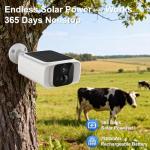 4G LTE Cellular Security Camera Outdoor Wireless, 365-Day Free Unlimited Data No WiFi Solar Powered Security Camera, 2K Color Night Vision, PIR Motion Detection, 2 Way Talk, Built-in SIM, 64GB SD Card