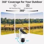 Kweiugfi 4G LTE Cellular Security Camera Outdoor,365 Days Unlimited Data,Wireless Solar Security Camera,2K Color Night Vision,360° Live View,Real-time Alerts,Motion Sensor,64G TF Card, No WiFi Needed