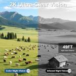 QUTHZZHY Dual Lens 4G LTE Cellular Security Camera Outdoor Wireless, 365 Day Free Unlimited Data No WiFi Solar Powered Security Camera, 2K 360° Color Night Vision, PIR Motion Detection, Built-in VSIM