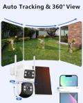 【Auto Tracking & 2-Way Audio】 Solar Powered PTZ Camera System, Wireless Outdoor Security Cameras, WiFi Home Video Surveillance Systems DVR Kits