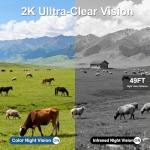 4G LTE Cellular Security Camera Outdoor Wireless, 365-Day Free Unlimited Data No WiFi Solar Powered Security Camera, 2K Color Night Vision, PIR Motion Detection, 2 Way Talk, Built-in SIM, 64GB SD Card