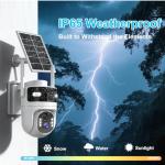 4G LTE Cellular Security Dual Lens Cameras Outdoor, Wireless Solar Security Camera, 365-Day Free Unlimited Data, 2K 360°Live View, PIR Motion Sensor, Color Night Vision, 2 Way Talk, Built-in SIM