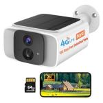 4G LTE Solar Cellular Security Camera Outdoor Wireless, No WiFi Security Camera, 365-Day Free Unlimited Data, PIR Motion Sensor, 2K Color Night Vision, 2 Way Talk, Built-in SIM & 64GB SD Card Included