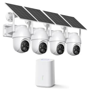 ELYSOO Solar Security Cameras Wireless Outdoor, 64GB Local Storage, 2K/4MP Home Security Camera System, 4-Cam Kit, 2.4G & 5GHz WiFi, AI Motion Detection, 360° View