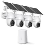 ELYSOO Solar Security Cameras Wireless Outdoor, 64GB Local Storage, 2K/4MP Home Security Camera System, 4-Cam Kit, 2.4G & 5GHz WiFi, AI Motion Detection, 360° View