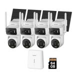 Solar Dual Lens Security Cameras Wireless Outdoor, Home Dual lens Security Camera System, No Subscription, Solar Powered, 2.4G & 5G WiFi, 4MP Night Vision, 64G SD Local Recording Expandable to 10CH