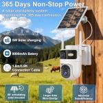Kweiugfi Dual Lens 4G LTE Cellular Security Camera Outdoor,No WiFi Security Camera Solar Powered,365 Days Free Unlimited Data,PTZ with 360°Auto Tracking,2K Color Night Vision,PIR Alarm,2-Way Audio