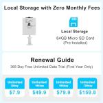 4G LTE Solar Cellular Security Camera Outdoor Wireless, No WiFi Security Camera, 365-Day Free Unlimited Data, PIR Motion Sensor, 2K Color Night Vision, 2 Way Talk, Built-in SIM & 64GB SD Card Included