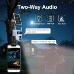 4G LTE Cellular Security Dual Lens Cameras Outdoor, Wireless Solar Security Camera, 365-Day Free Unlimited Data, 2K 360°Live View, PIR Motion Sensor, Color Night Vision, 2 Way Talk, Built-in SIM