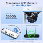 xmartO [4K AI Tracking Ceiling CAM] 4K 8MP UHD Metal Dome PTZ Wireless Security Camera with Automatic-Follow, 2-Way Audio and Night Vision (Add on to NVR or Use Standalone, DPK8034)