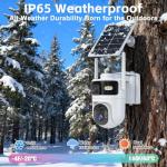 Kweiugfi Dual Lens 4G LTE Cellular Security Camera Outdoor,No WiFi Security Camera Solar Powered,365 Days Free Unlimited Data,PTZ with 360°Auto Tracking,2K Color Night Vision,PIR Alarm,2-Way Audio