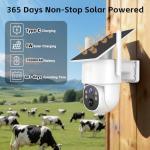 Kweiugfi 4G LTE Cellular Security Camera Outdoor,365 Days Free Unlimited Data,No WiFi Security Camera Solar Powered,360°Viewing,2K Color Night Vision,Tuya Smart Camera,PIR Motion Sensor,64GB Storage