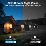 Kweiugfi 4G LTE Cellular Security Camera Outdoor,365 Days Free Unlimited Data,No WiFi Security Camera Solar Powered,360°Viewing,2K Color Night Vision,Tuya Smart Camera,PIR Motion Sensor,64GB Storage