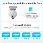 4G LTE Cellular Security Dual Lens Cameras Outdoor, Wireless Solar Security Camera, 365-Day Free Unlimited Data, 2K 360°Live View, PIR Motion Sensor, Color Night Vision, 2 Way Talk, Built-in SIM