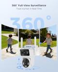 Solar Dual Lens Security Cameras Wireless Outdoor, Home Dual lens Security Camera System, No Subscription, Solar Powered, 2.4G & 5G WiFi, 4MP Night Vision, 64G SD Local Recording Expandable to 10CH