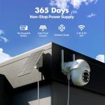 Solar Security Cameras Wireless Outdoor 4-Cam Kit 2K/3MP Cameras for Home Security with 64GB SD Card 360° Auto Tracking Color Night Vision Cam-to-Cam Sync 2.4/5Ghz WiFi No Subscription Siren Alarm