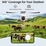 Kweiugfi 4G LTE Cellular Security Camera Outdoor,365 Days Free Unlimited Data,No WiFi Security Camera Solar Powered,360°Viewing,2K Color Night Vision,Tuya Smart Camera,PIR Motion Sensor,64GB Storage