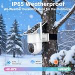 Kweiugfi 4G LTE Cellular Security Camera Outdoor,365 Days Free Unlimited Data,No WiFi Security Camera Solar Powered,360°Viewing,2K Color Night Vision,Tuya Smart Camera,PIR Motion Sensor,64GB Storage