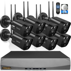 OOSSXX 2-Way Audio 5.5MP Dual Antennas WiFi Security Wireless Camera System Home Video Surveillance Outdoor Wireless Security Cameras Systems Indoor