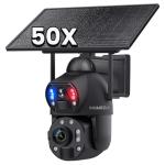 INQMEGA 4G LTE Solar Security Camera, 50X Optical Zoom, 6MP Dual-Screen Wireless Camera with Color Night Vision, PIR Motion Sensor, 2 Way Talk, Include 4G Card