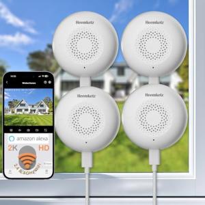 Heemketz 4Pack Window Camera, 5/2.4GHz WiFi 6, 24/7 Recording, 3MP/2K Full-Color Night Vision, Human Detection & Alerts, Easy Install Security Camera, Alexa Compatible, Indoor Anti-Theft