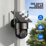 LITYMOL 2K Solar Cameras for Home Security, 360° View Security Cameras Wireless Outdoor, Color Night Vision, Siren Alarm, 2-Way Audio, AI Detection, SD/Cloud Storage, 2.4GHz WiFi