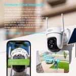 Vicohome 4CQ4G 2K AI Solar Security Camera Wireless Outdoor, Battery Powered Cam, Color Night Vision, Two Way Audio, Motion Detection, Easy to Setup, Audible Flashlight Siren, 180 Days Exchange Policy