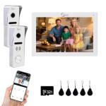 Wired Video Doorbell Intercom System 7 inch Monitor 1080P HD Camera Entry Doorphone Door Camera TUYA WiFi Smart Home Door Phone Kits for Apartment Home Villa (2 doorbell + 1 Monitor)