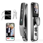Gooway 3D Face Recognition Smart Door Lock, 6-in-1 Fingerprint keyless Entry Door Lock,Video doorbell,Wi-Fi,intercom, app Control,auto-Lock,4" HD Screen, IP66 Waterproof
