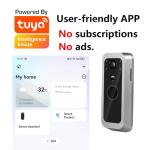 YUEZHE Doorbell Camera with Portable Monitor, Active Human Recognition Alerts Battery Powered No Forced Subscription (1440P 3.0MP)