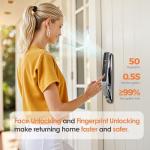Gooway 3D Face Recognition Smart Door Lock, 6-in-1 Fingerprint keyless Entry Door Lock,Video doorbell,Wi-Fi,intercom, app Control,auto-Lock,4" HD Screen, IP66 Waterproof