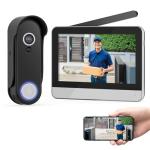 WISDOM VIEW Wireless Smart Video Doorbell System,7" Touchscreen Display,1080P Video Doorbell Camera with Motion Detection,2-Way Audio,Local Storage No Subscription, Easy Install Without Wiring