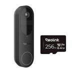 REOLINK Video Doorbell (Battery) 256GB microSD Card Bundle, 1:1 Head-to-Toe View, 2.4/5 GHz WiFi, Person/Vehicle/Package Detection, No Monthly Fees