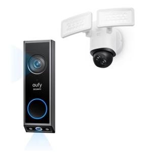 eufy Security Video Doorbell E340 (Battery Powered), with Floodlight Camera E340 Dual Cameras with Delivery Guard, 2K Full HD and Color Night Vision, HomeBase S380 Compatible, No Monthly Fee