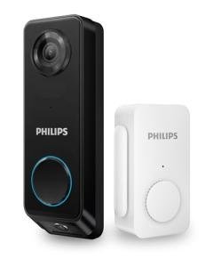 PHILIPS Dual Camera Video Doorbell Wireless, 2K with HDR, Security Camera, Wi-Fi Video Doorbell with Chime, No Monthly Fees, Compatible with Alexa & Google Assistant, Battery/Wired Powered