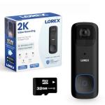 Lorex 2K Wireless WiFi Smart Video Doorbell Camera w/No Subscription Fee - Smart Security Lighting, Night Vision, Battery-Powered, Motion Detection (Black)