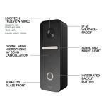 Logitech Circle View Apple HomeKit- Enabled Wired Doorbell with Logitech TrueView Video, Face Recognition, Color Night Vision, and Head-to-Toe HD Video - Black