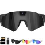 4K POV Sports Glasses with Camera, 120° Ultra Wide Angle HD Wearable Body Adventure Action Glasses, Cameras, for Cycling, Baseball and Outdoors Activities (Black, 64GB)