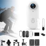 POV 4K Pro Waterproof Capture Camera, New Ultra Wide Angle Thumb Pocket Action Cam, Video Record Night Vision Waterproof with 128G Card for Motorcycle, Bike, Travel, Pet Walk (128G 4K White)