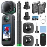 AKASO 360 Action Camera - 5.7K 360 Video with 1/2" 48MP Sensors, 72MP 360 Photo, 360-SuperSmooth, Invisible Selfie Stick, 360° Horizon Lock, AI Tracking Snow Adventure Combo with 256GB MicroSD Card