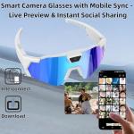 4K POV Sports Glasses with Camera, 120° Ultra Wide Angle HD Wearable Body Adventure Action Glasses, Cameras, for Cycling, Baseball and Outdoors Activities (Black, 64GB)