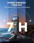 SJCAM C400 Vlogging Combo,4K Pocket Handheld Camera,7H Power use,6-Axis Stabilizer Action Camera,2.29'' Touch Screen,30M Waterproof Body Cam,Vlogging Camera for YouTube Live Streaming,256GB Card