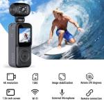 4K Body Camera with SD Card Reader, Pocket POV Camcorder, Pocket Camera ,Video & Audio vlogging Cam,4K/60FPS with 270° Rotating Lens, Strap ,EIS Stabilization for Travel,Meeting, and Daily Use (128GB)