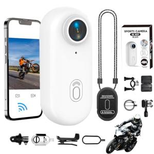 The Tap Cam, Tapcam, Tapcam Pov Camera, HD 1080p/4k Mini Wearable Adventure Action Body Cam, Sports Action Camera with Audio & Video, Mount Anywhere, For Baseball, Vlogging, Diving (White, 4K)