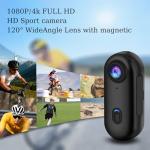 The Tap Cam, Tapcam, Tapcam Pov Camera, HD 1080p/4k Mini Wearable Adventure Action Body Cam, Sports Action Camera with Audio & Video, Mount Anywhere, For Baseball, Vlogging, Diving (White, 4K)