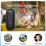 The Tap Cam, Tapcam, Tapcam Pov Camera, HD 1080p/4k Mini Wearable Adventure Action Body Cam, Sports Action Camera with Audio & Video, Mount Anywhere, For Baseball, Vlogging, Diving (White, 4K)