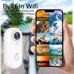 The Tap Cam, Tapcam, Tapcam Pov Camera, HD 1080p/4k Mini Wearable Adventure Action Body Cam, Sports Action Camera with Audio & Video, Mount Anywhere, For Baseball, Vlogging, Diving (White, 4K)