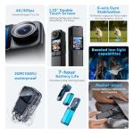 SJCAM C300 Vlogging Combo, 4K Pocket Action Camera,7Hour Power,6-Axis Stabilization,Dual-Touch Screen 154° Wide FOV Video Body Camera,Waterproof,for Vlogging YouTube Creators,Black 64G Card,Gifts